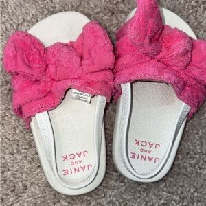 Janie and Jack Hot Pink Terry Bow Slide Sandals